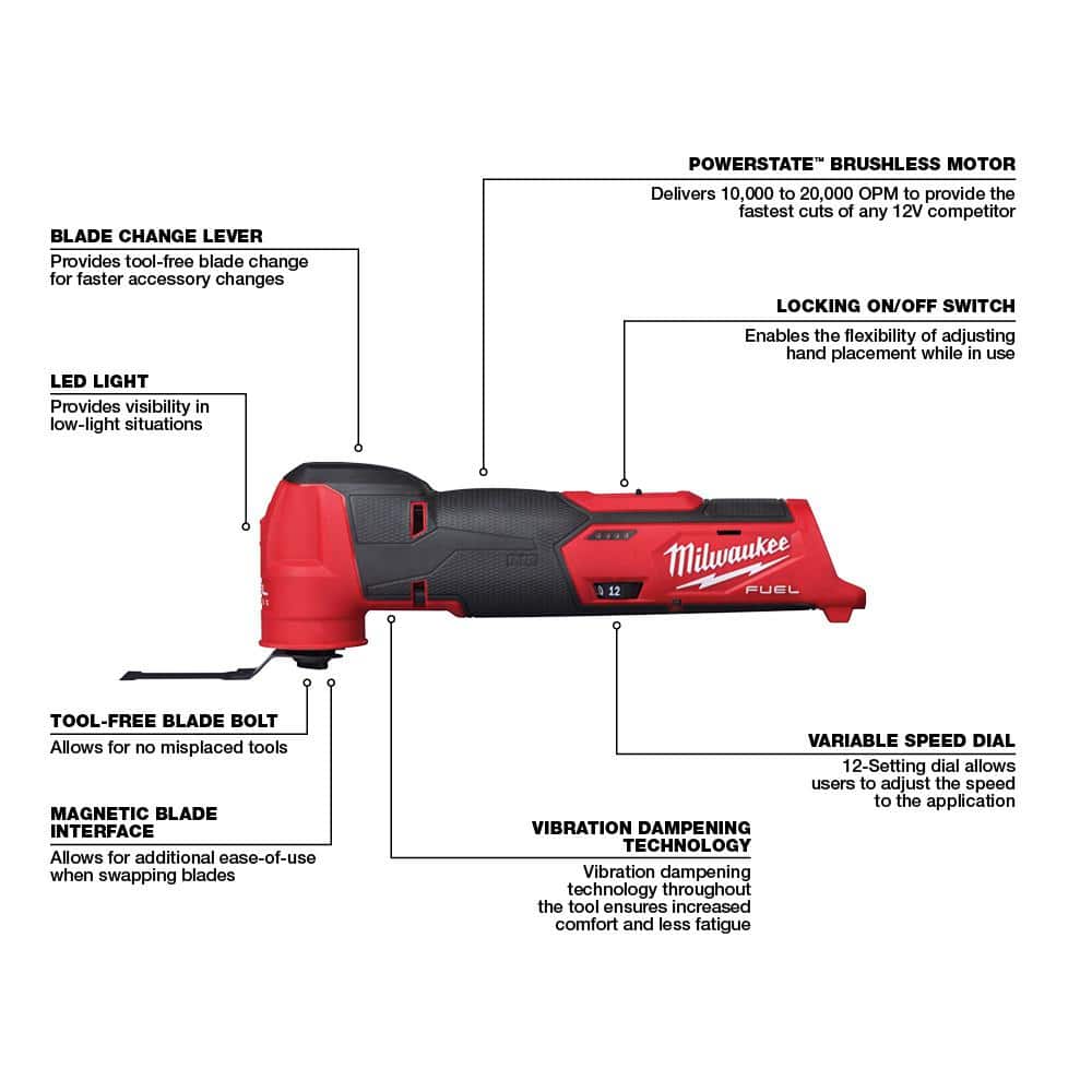 M12 FUEL 12V Lithium-Ion Cordless Oscillating Multi-Tool (Tool-Only)