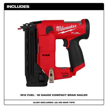 M12 FUEL 12-Volt Lithium-Ion Brushless Cordless 18-Gauge 1-1/2 in. Compact Brad Nailer (Tool Only)