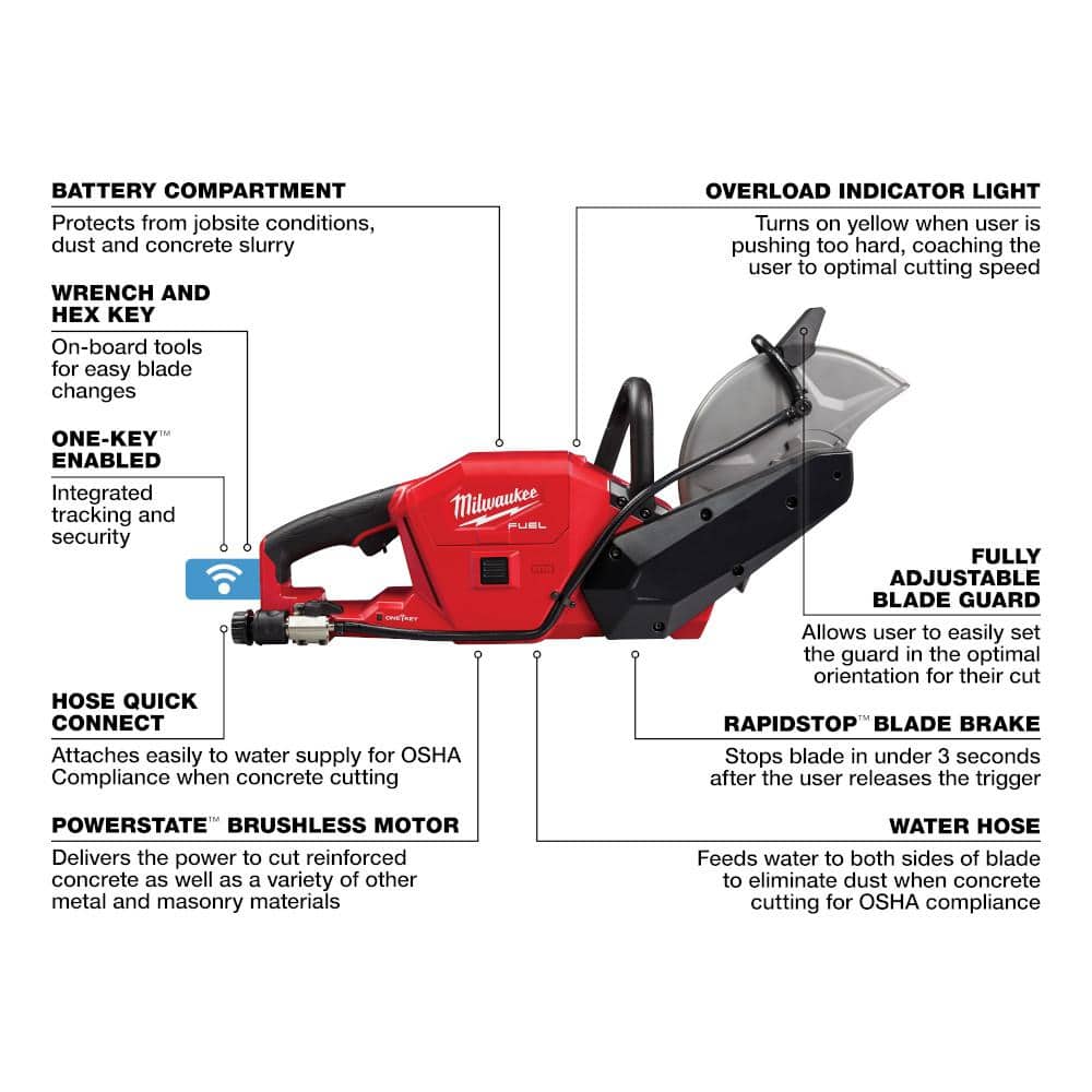 M18 FUEL ONE-KEY 18V 9 in. Lithium-Ion Brushless Cordless Cut Off Saw with HIGH OUTPUT 8.0 Ah Battery
