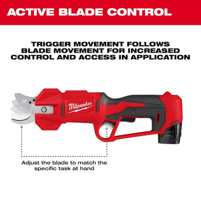 M12 12V Lithium-Ion Cordless Brushless Pruner Shears w/(2) 5.0 Ah High Output Battery, Charger