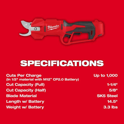 M12 12V Cordless Brushless Pruner Shears (Tool Only)