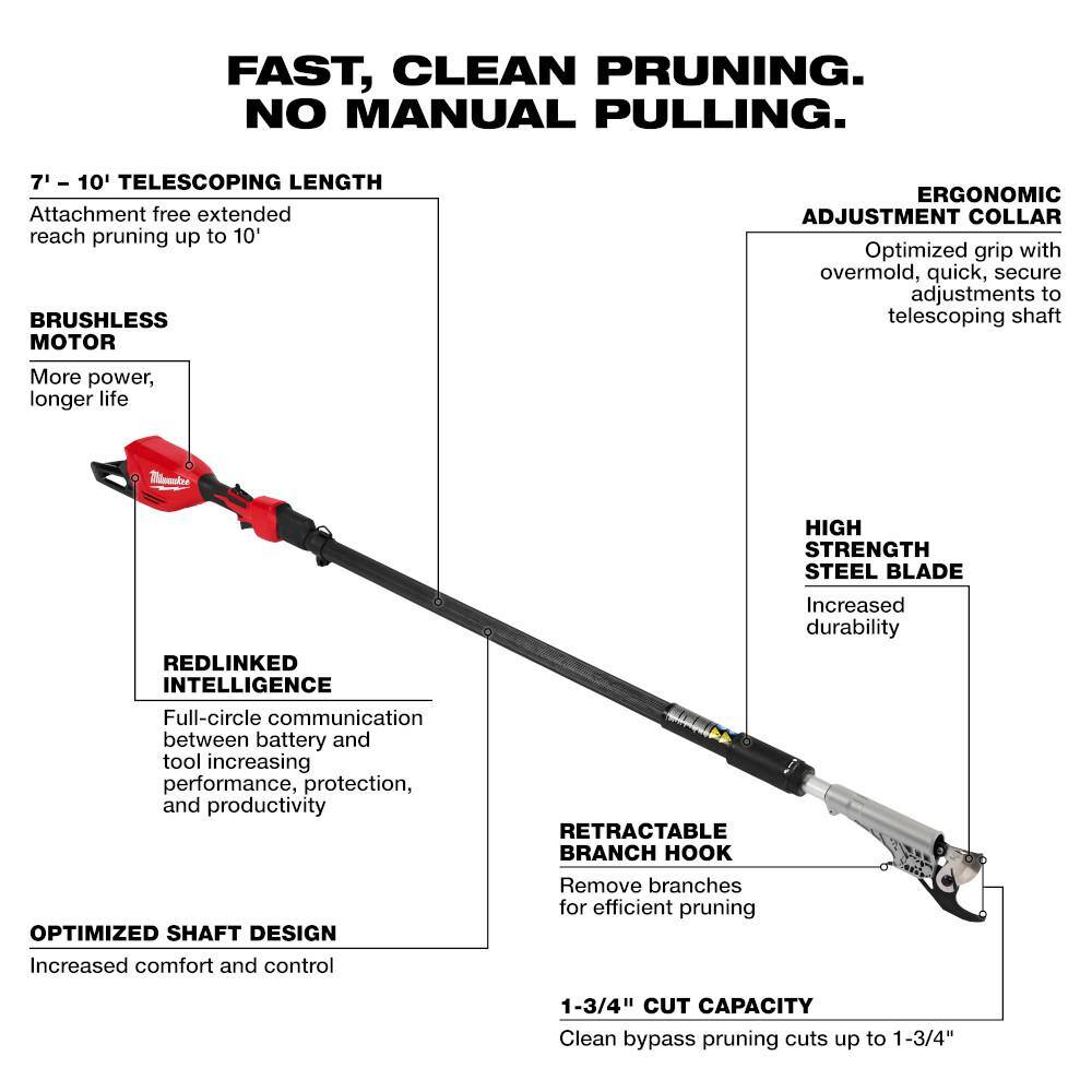 M18 Brushless 18-Volt Lithium-Ion Cordless Telescoping Pole Pruning Shears Saw (Tool-Only)