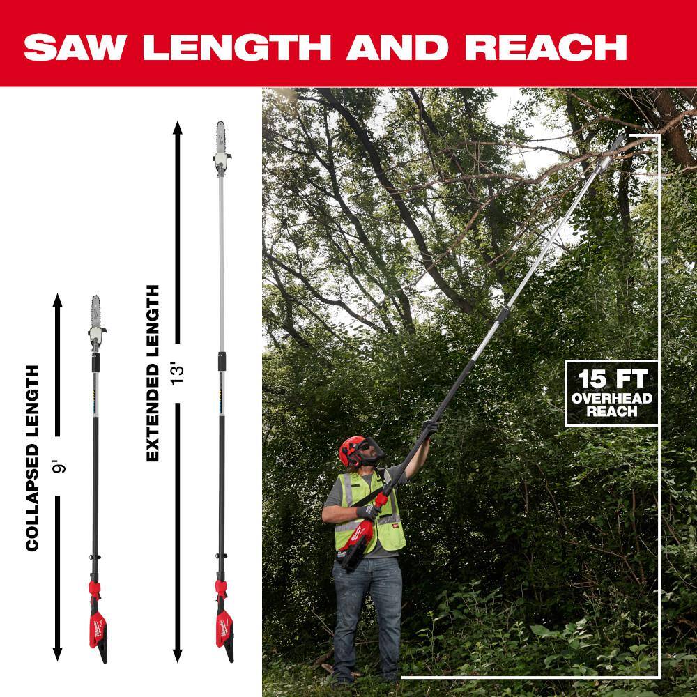 M18 FUEL 10 in. 18V Lithium-Ion Brushless Electric Cordless Telescoping Pole Saw, 13 ft. Length (Tool-Only)