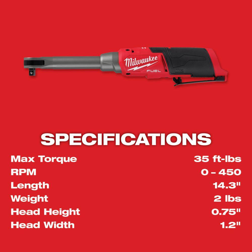 M12 FUEL 12V Lithium-Ion Brushless Cordless 3/8 in. Extended Reach High Speed Ratchet (Tool Only)