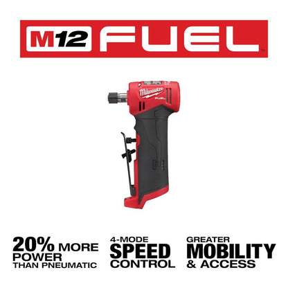 M12 FUEL 12V Lithium-Ion 1/4 in. Cordless Right Angle Die Grinder Kit with M12 Lithium-Ion Cordless 3/8 in. Ratchet