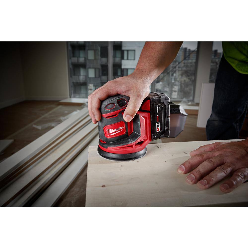 M18 18V Lithium-Ion Cordless 5 in. Random Orbit Sander with 2.0 Ah Compact Battery