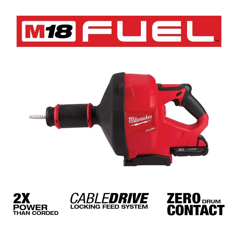 M18 FUEL 18-Volt Lithium-Iron Cordless Plumbing Drain Snake Auger Kit with w/ CABLE DRIVE & 5/16 in. x 35 ft. Cable