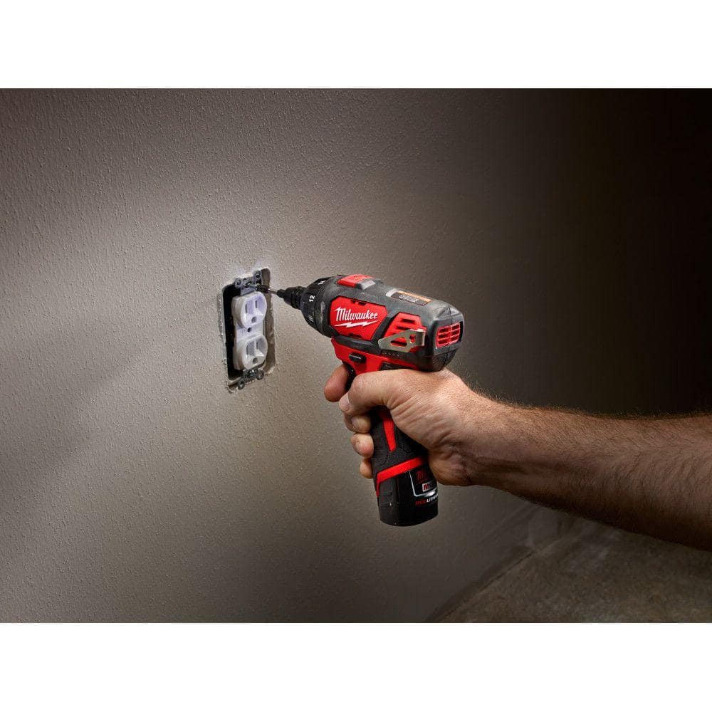 M12 12V Lithium-Ion Cordless 1/4 in. Hex Screwdriver Kit with Two 1.5Ah Batteries, Charger and Tool Bag