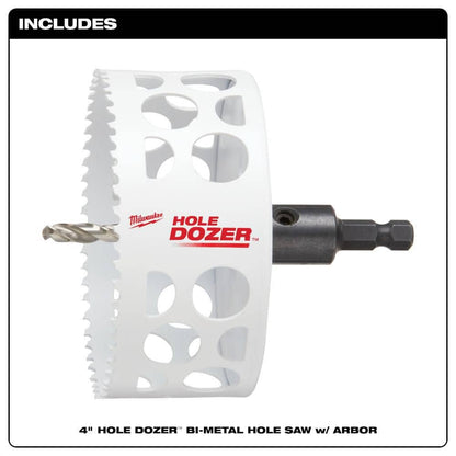 4 in. HOLE DOZER Bi-Metal Hole Saw with 3/8 in. Arbor and Pilot Bit