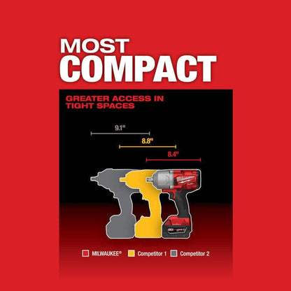 M18 FUEL ONE-KEY 18V Li-Ion Brushless Cordless 1/2 in. High-Torque Impact Wrench with Friction Ring, Resistant Batteries