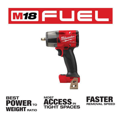 M18 FUEL GEN-2 18V Lithium-Ion Mid Torque Brushless Cordless 3/8 in. Impact w F Ring w/5.0 ah Resistant Battery
