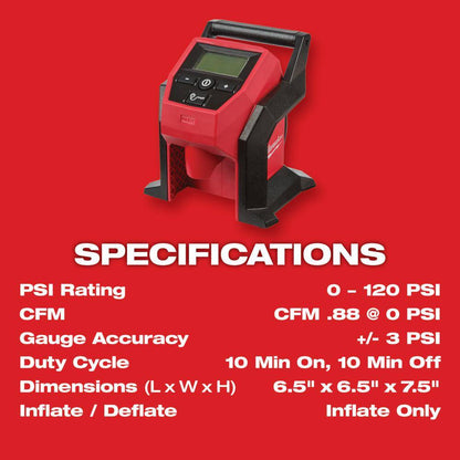 M12 12-Volt Lithium-Ion Cordless Electric Portable Inflator (Tool-Only)