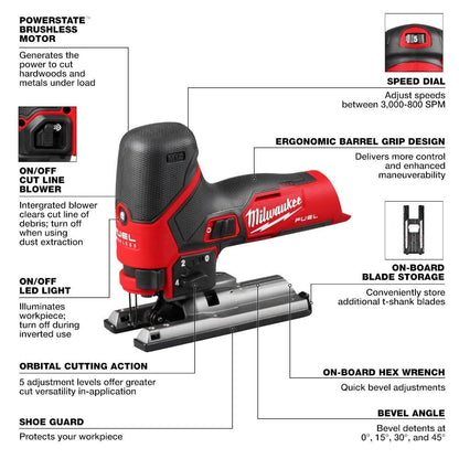 M12 12V Fuel Lithium-Ion Cordless Jig Saw (Tool-Only)