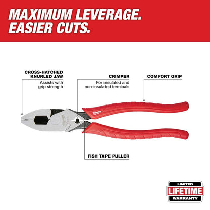 9 in. High Leverage Lineman's Pliers with Crimper