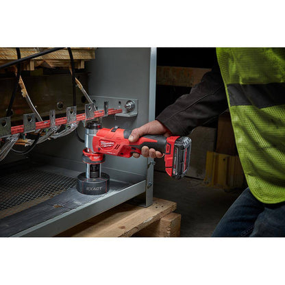 M18 18V Lithium-Ion Cordless FORCE LOGIC 6 Ton Knockout Tool 1/2 in. to 2 in. Kit w/(1) 2.0 Ah Battery, Die Set