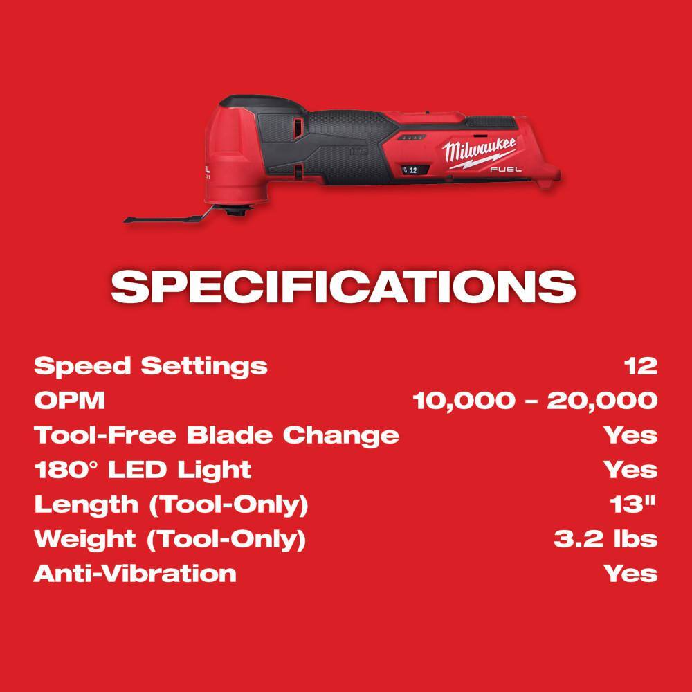 M12 FUEL 12V Lithium-Ion Cordless Oscillating Multi-Tool with M12 XC 5.0 Ah Battery (2-Pack) Starter Kit and Charger