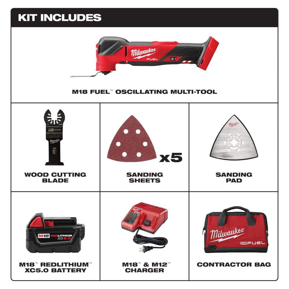 M18 FUEL 18V Lithium-Ion Cordless Brushless Oscillating Multi-Tool Kit w/M18 FUEL Grinder