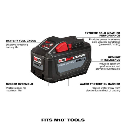 M18 18V Lithium-Ion PACKOUT 6-Port Rapid Charger w/ (4) 12Ah HIGH OUTPUT Batteries
