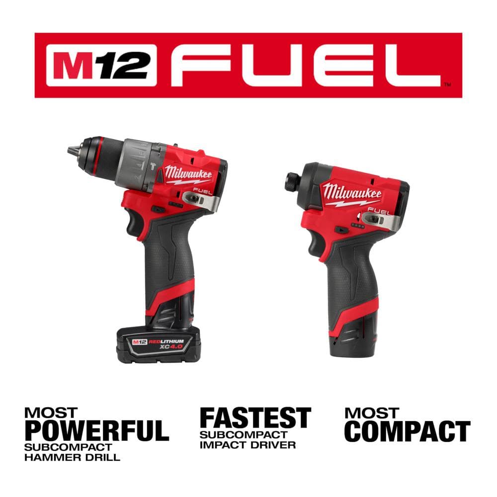 M12 FUEL 12-Volt Lithium-Ion Cordless Hammer Drill/Impact Driver/3/8 in. Ratchet Combo Kit (3-Tool)