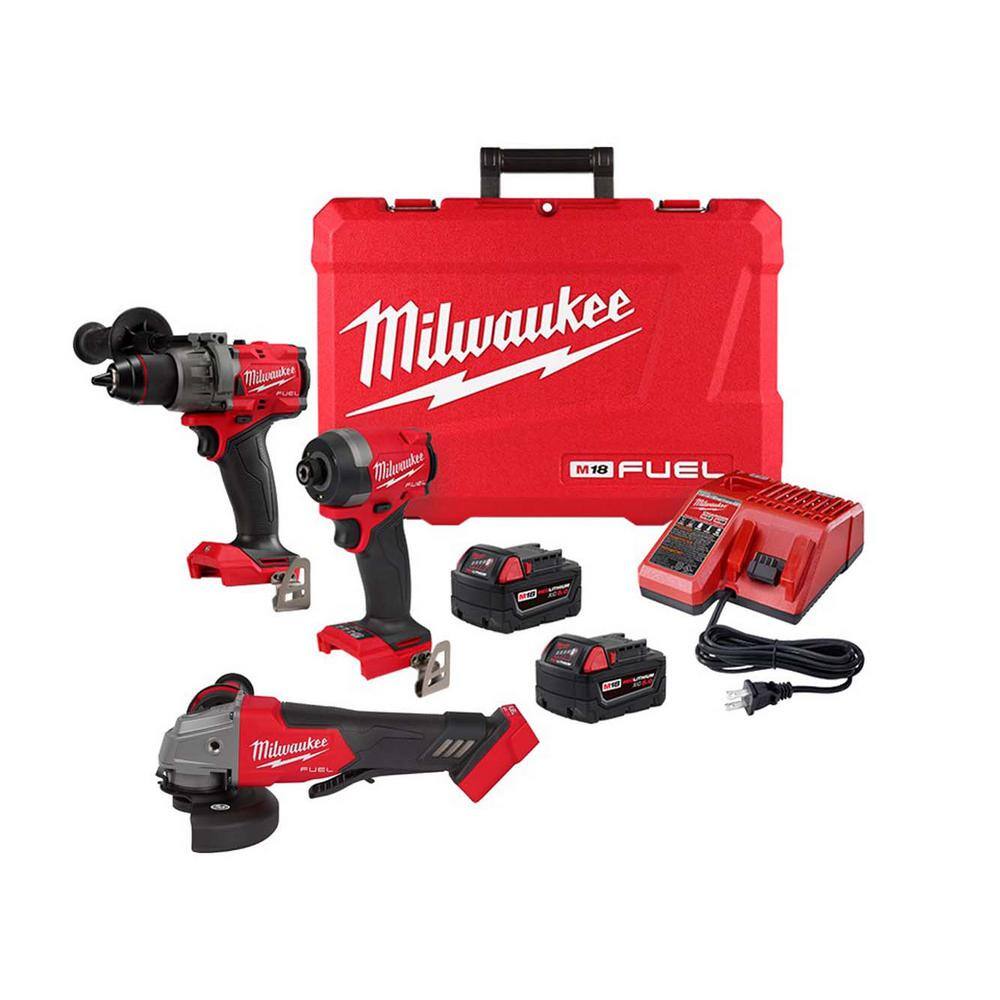 M18 FUEL 18-Volt Lithium-Ion Brushless Cordless Combo Kit 2-Tool with 2 Batteries Charger 4-1/2in. to 5in. Grinder