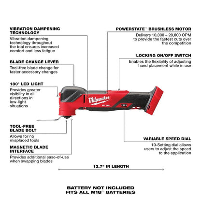M18 FUEL 18V Lithium-Ion Brushless Cordless Combo Kit W/(2) 5.0Ah Batteries, Charger & (2) Tool Bags (10-Tool)