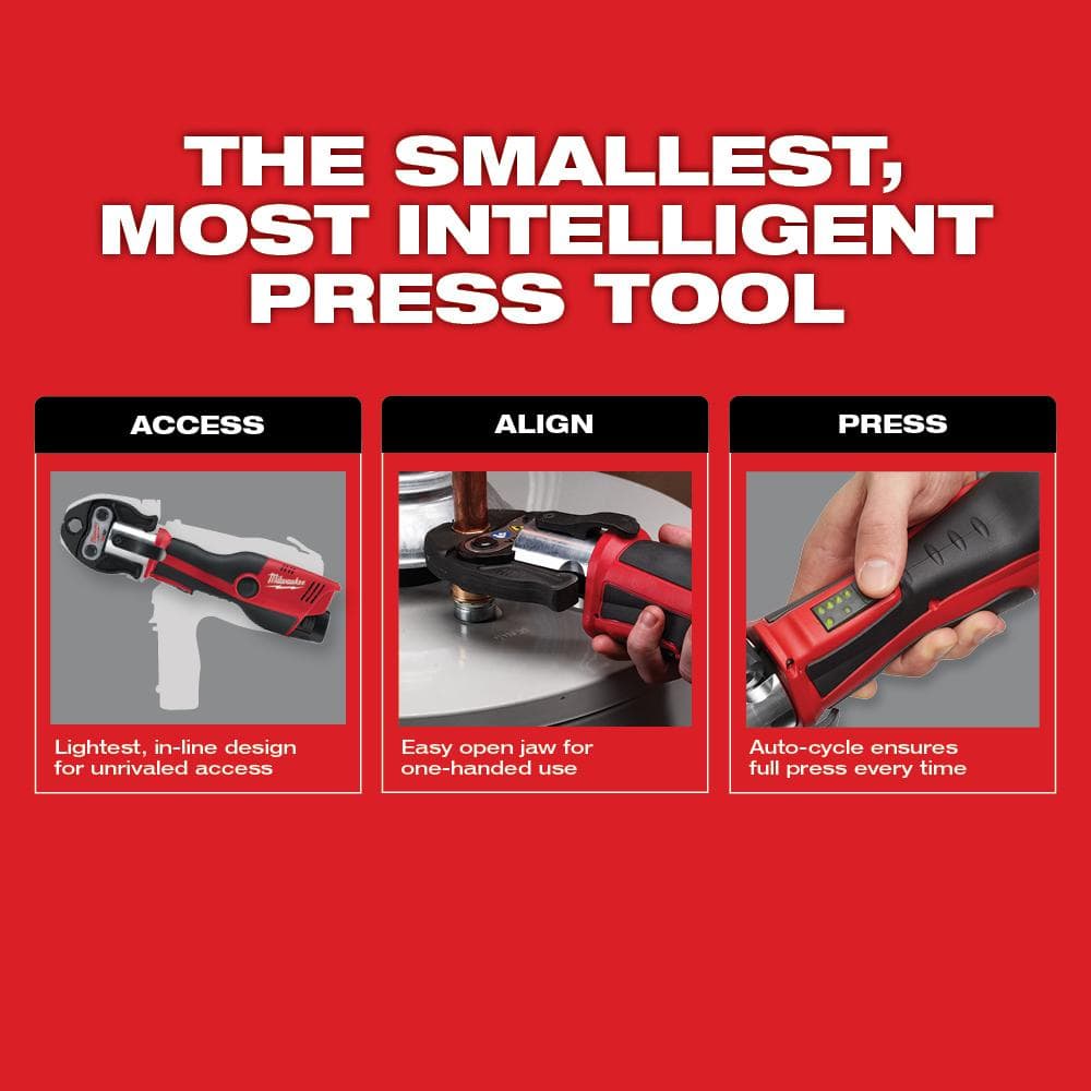 M12 12-Volt Lithium-Ion Force Logic Cordless Press Tool Kit with 1/2 in. to 1 in. Iron Pipe Jaws (6-Jaws Included)
