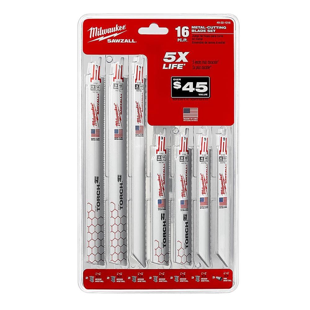 SAWZALL Metal Cutting Bi-Metal Reciprocating Blade Set (16 Piece)