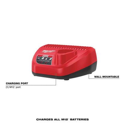 M12 12V Lithium-Ion Cordless Rotary Tool w/Compact Battery Pack 2.0Ah and Charger Starter Kit