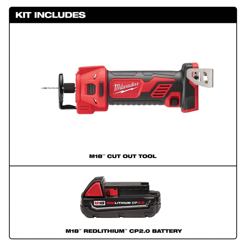 M18 18V Lithium-Ion Cordless Drywall Cut Out Rotary Tool w/2.0ah Battery