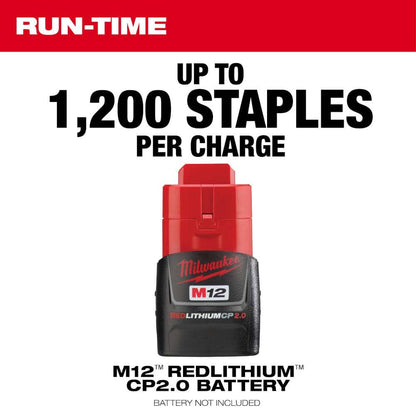 M12 12 Volt Lithium Ion Cordless Cable Stapler w/1 in. Insulated Cable Staples 600 Per Box (2-Pack)