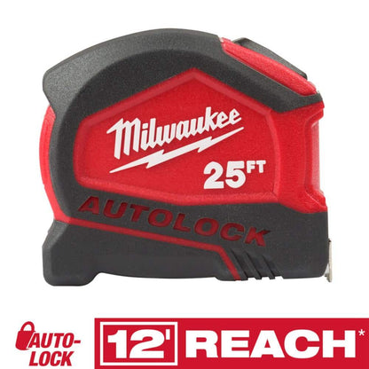 Compact Auto Lock 25 ft. SAE Tape Measure with Fractional Scale and 9 ft. Standout