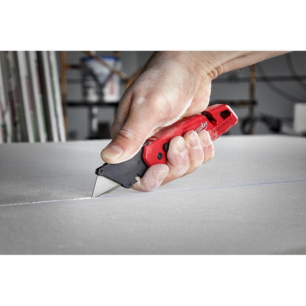 FASTBACK Folding Utility Knife and Compact Folding Utility Knife with Blade Storage and Gut Hook (2-Piece)